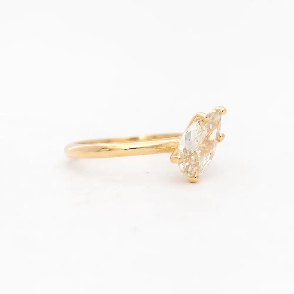 1.19 ct Tilted Champagne Pear Vault Five-Prong Solitaire