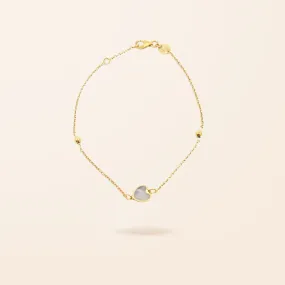 14K Gold Mother of Pearl Heart Bracelet