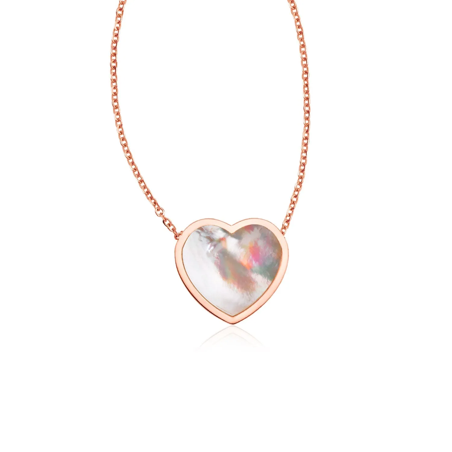 14k Rose Gold Heart Necklace with Mother of Pearlrx93707-18-rx93707-18