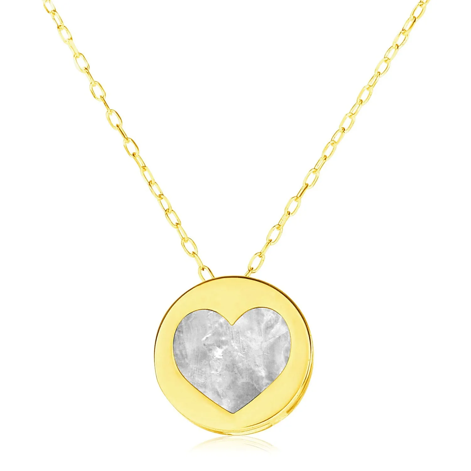 14k Yellow Gold Necklace with Heart in Mother of Pearlrx55939-16-rx55939-16