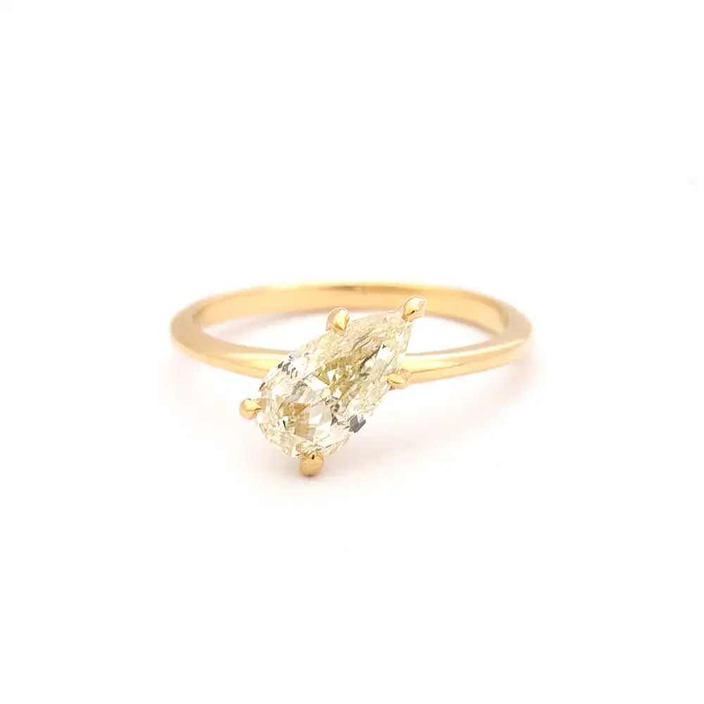 1.62 ct Tilted Champagne Pear Vault Five-Prong Solitaire