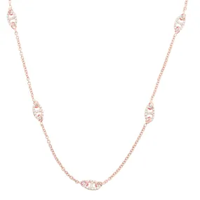 18K Rose Gold Necklace With Diamond Links And Total CT Weight Of 1.08CT