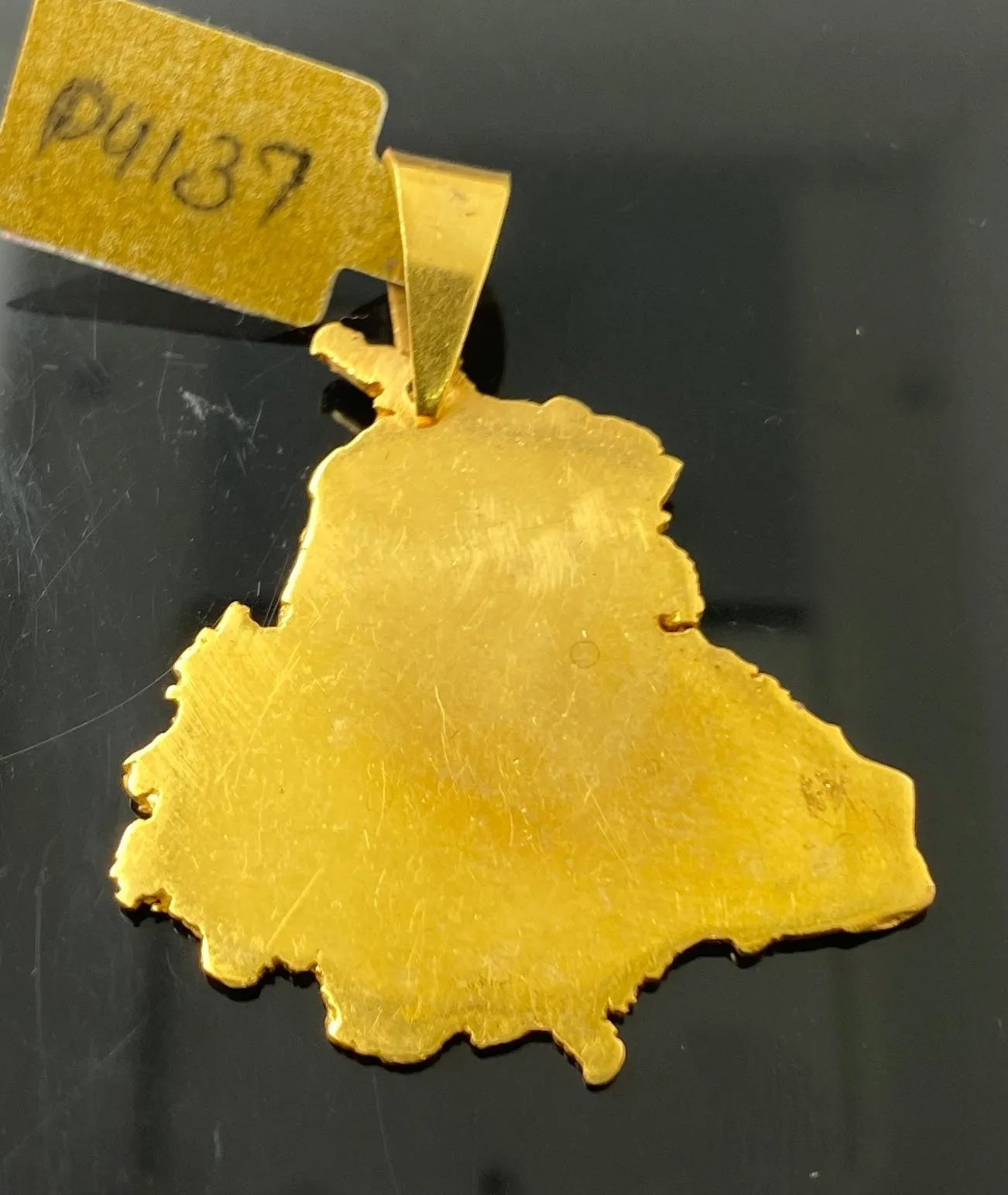 22k Solid Gold Simple Map Of Punjab Pendant p4137