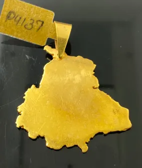 22k Solid Gold Simple Map Of Punjab Pendant p4137