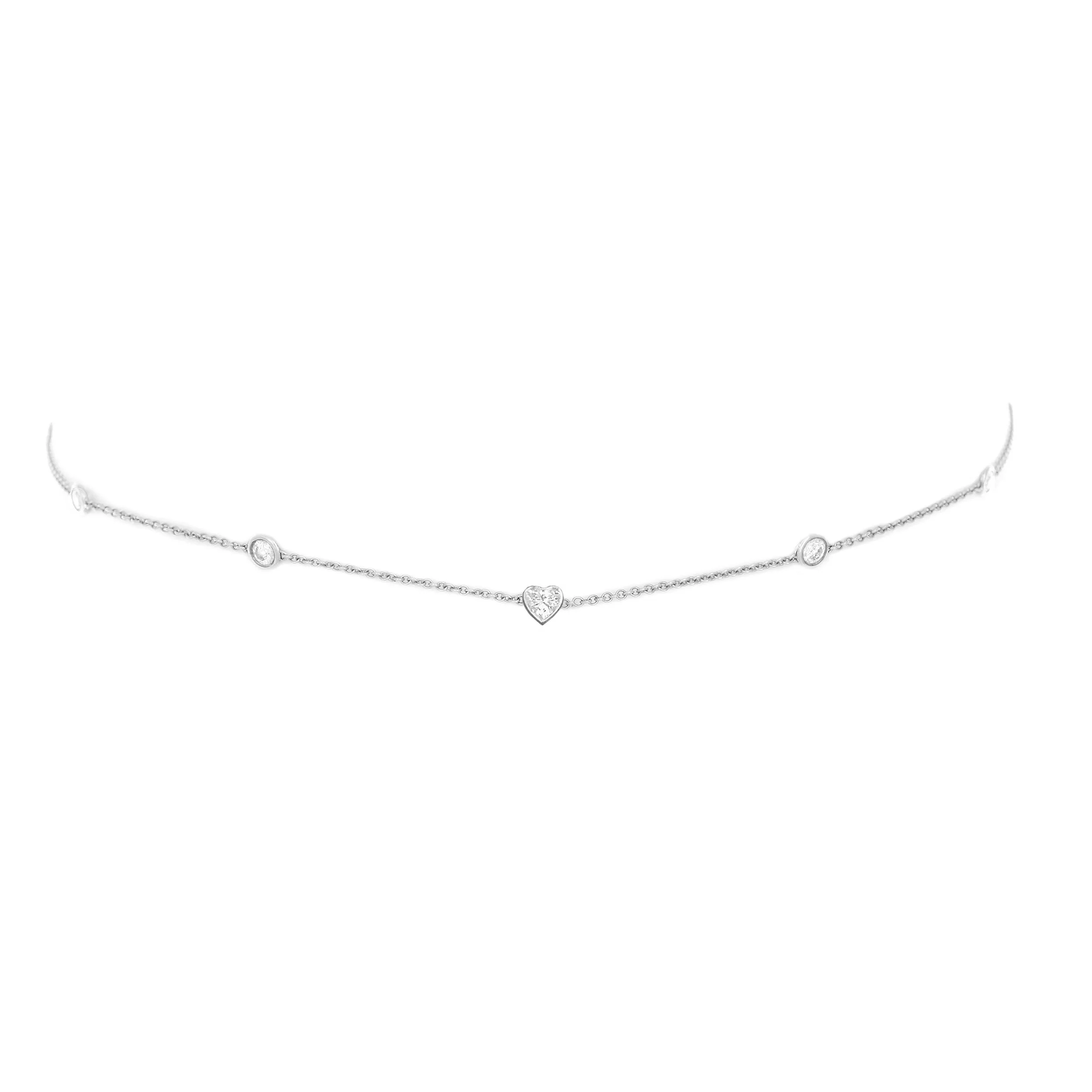 5 or 7 Diamond Heart of Light Orbit Choker with Heart Center