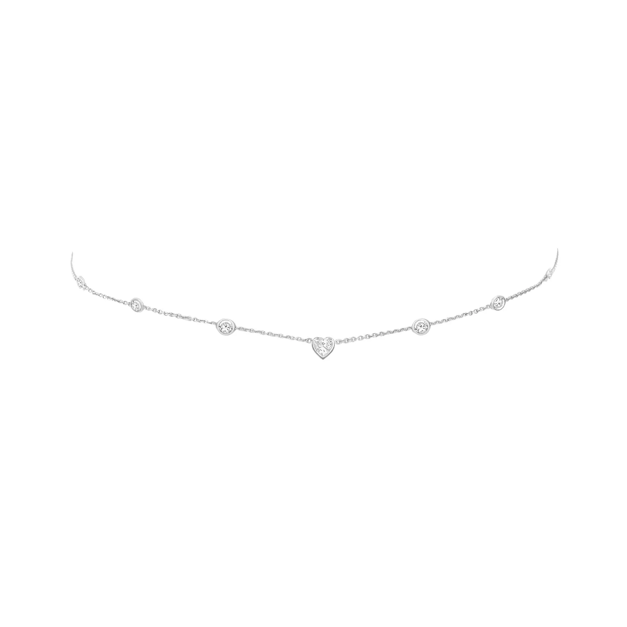 5 or 7 Diamond Heart of Light Orbit Choker with Heart Center