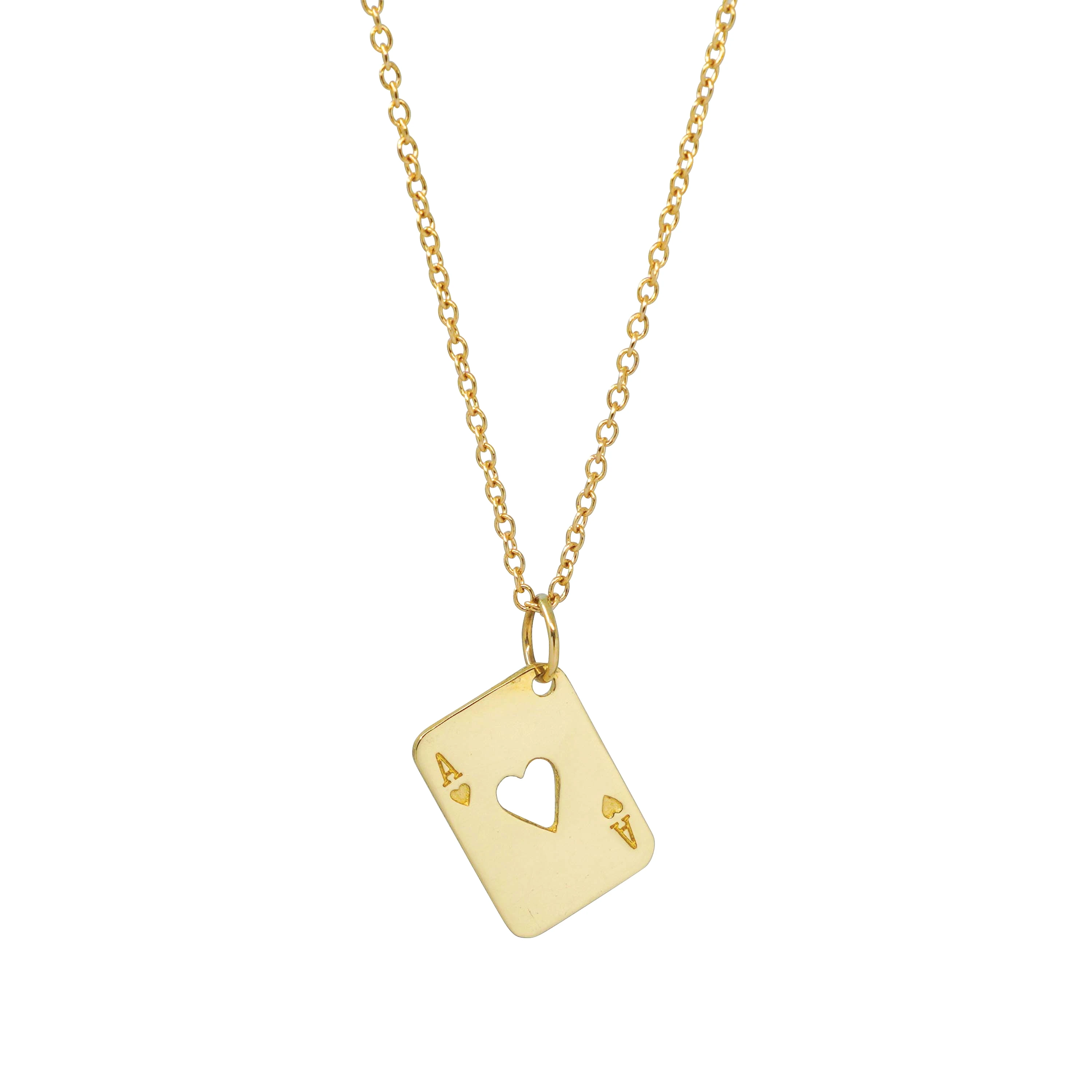 Ace of Heart Necklace - 14k Yellow Gold