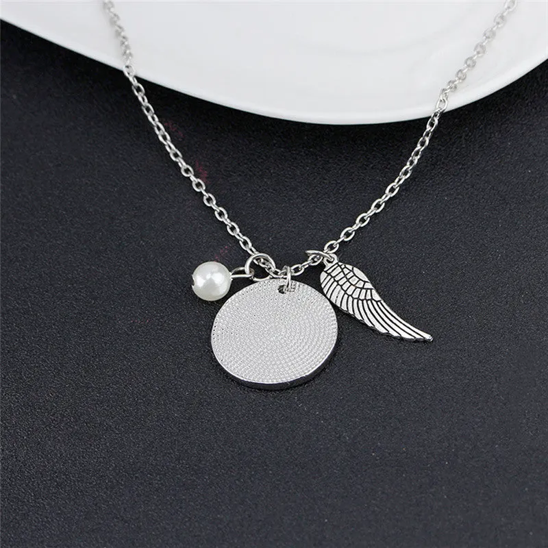 Angel Wing Necklace with Pearl - Engraved Round -   A piece of my heart lives in heaven 