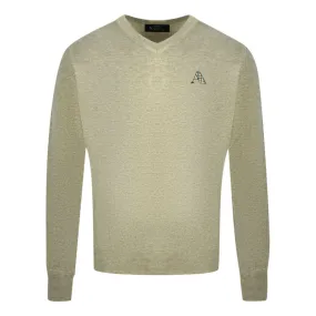 Aquascutum Check A Logo Beige V-Neck Jumper