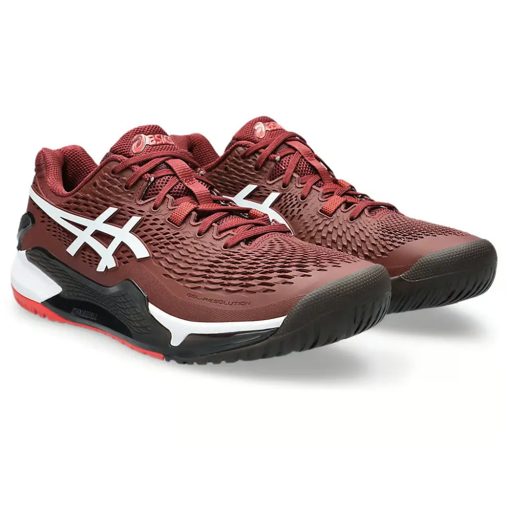 ASICS Men's Gel-Resolution 9 Tennis Shoe (Antique Red/White)