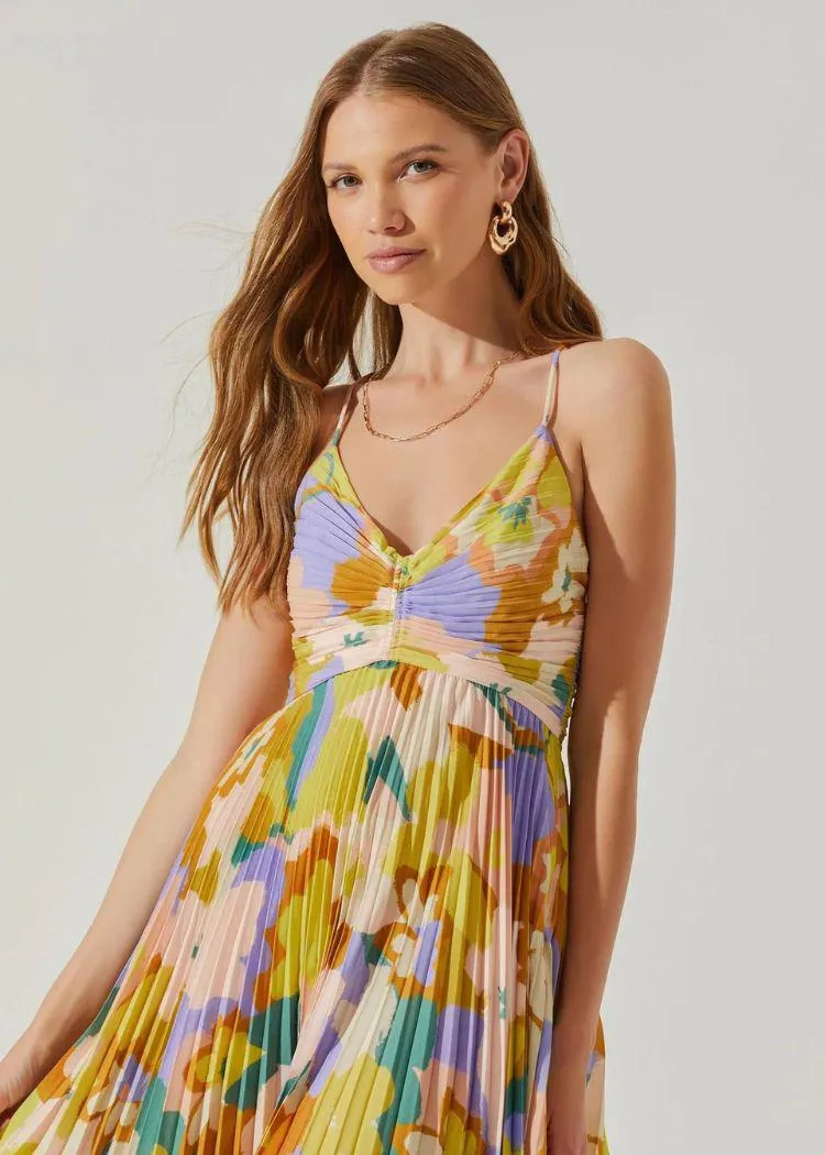 ASTR THE LABEL Blythe Dress - Lime Rust Floral