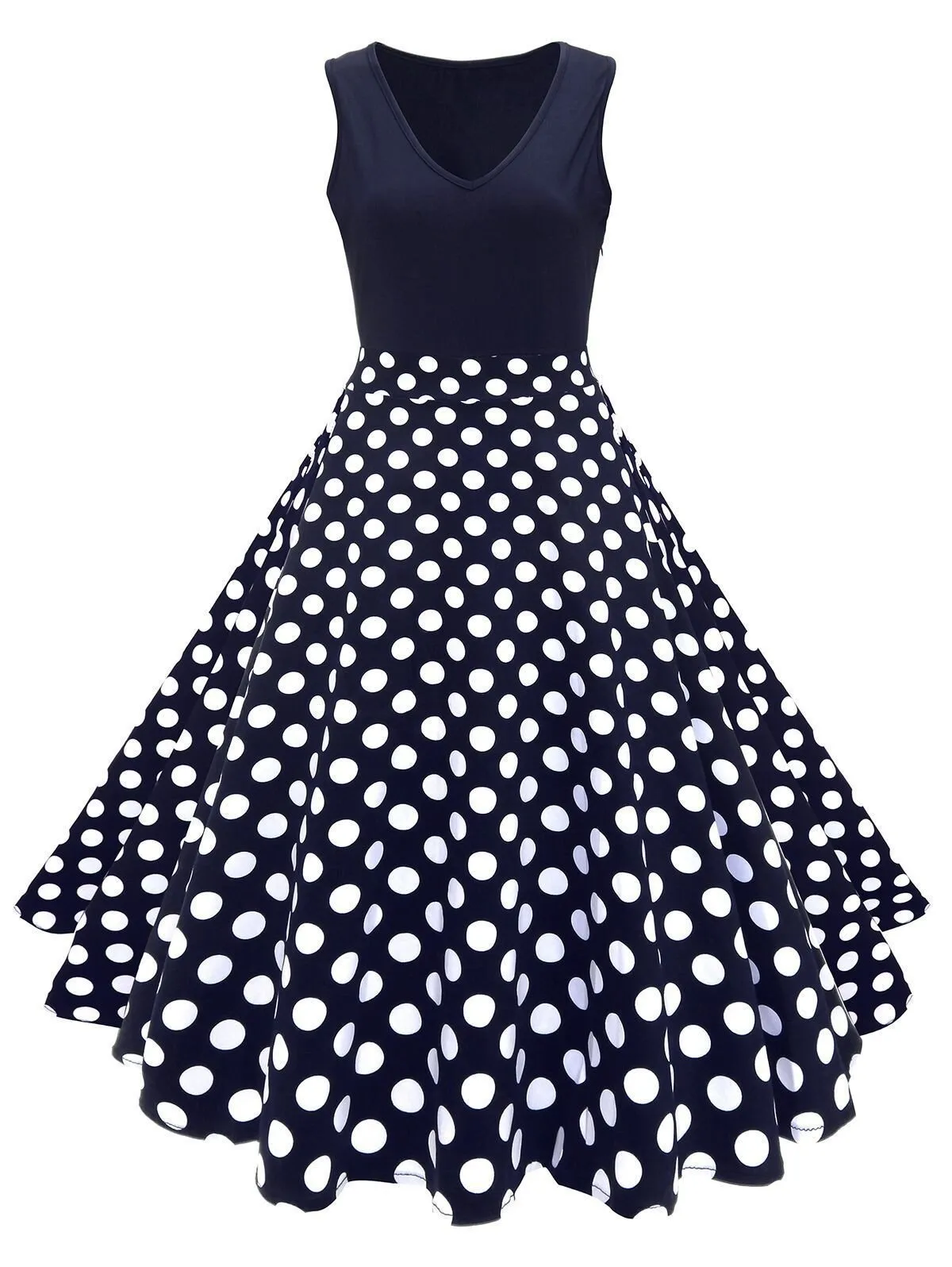 Black 1950s Floral Plus Size Swing Dress