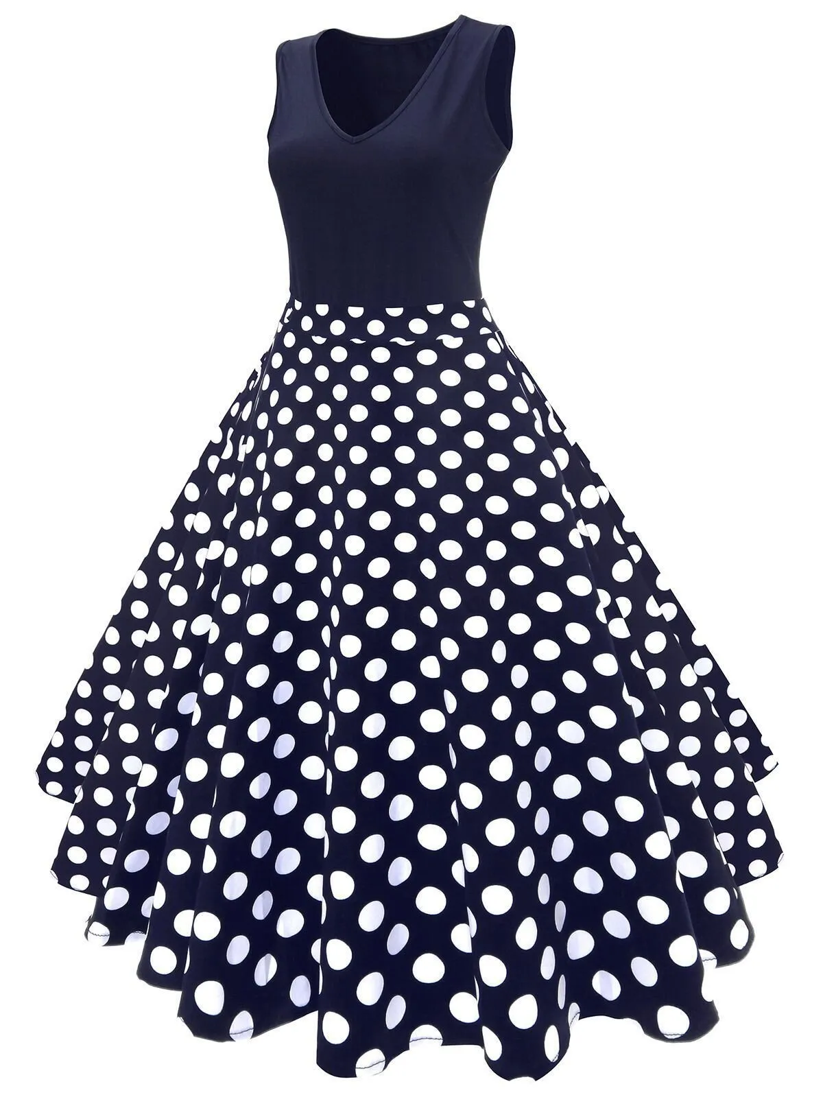 Black 1950s Floral Plus Size Swing Dress