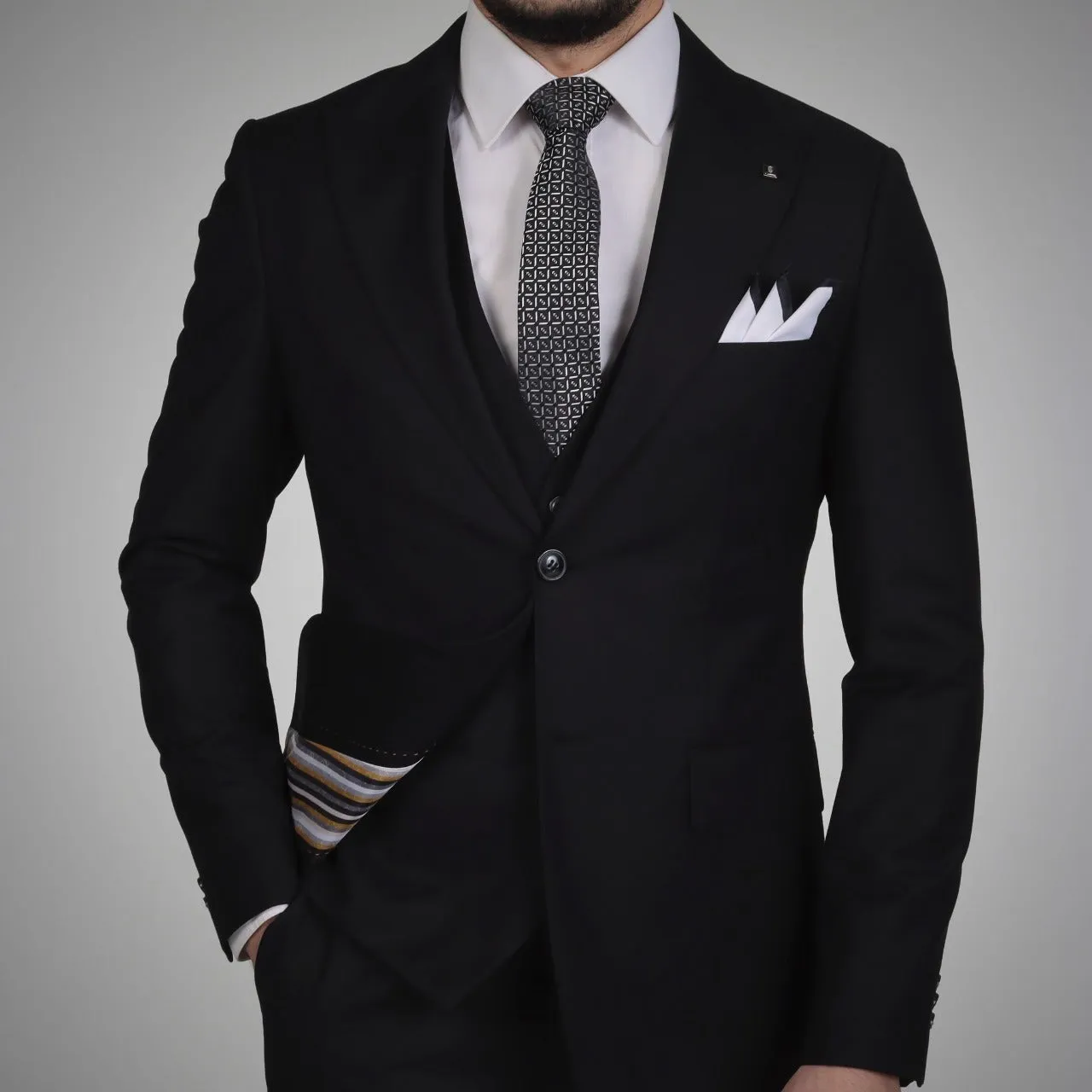 Bojoni Black Slim-Fit Suit 3-Piece