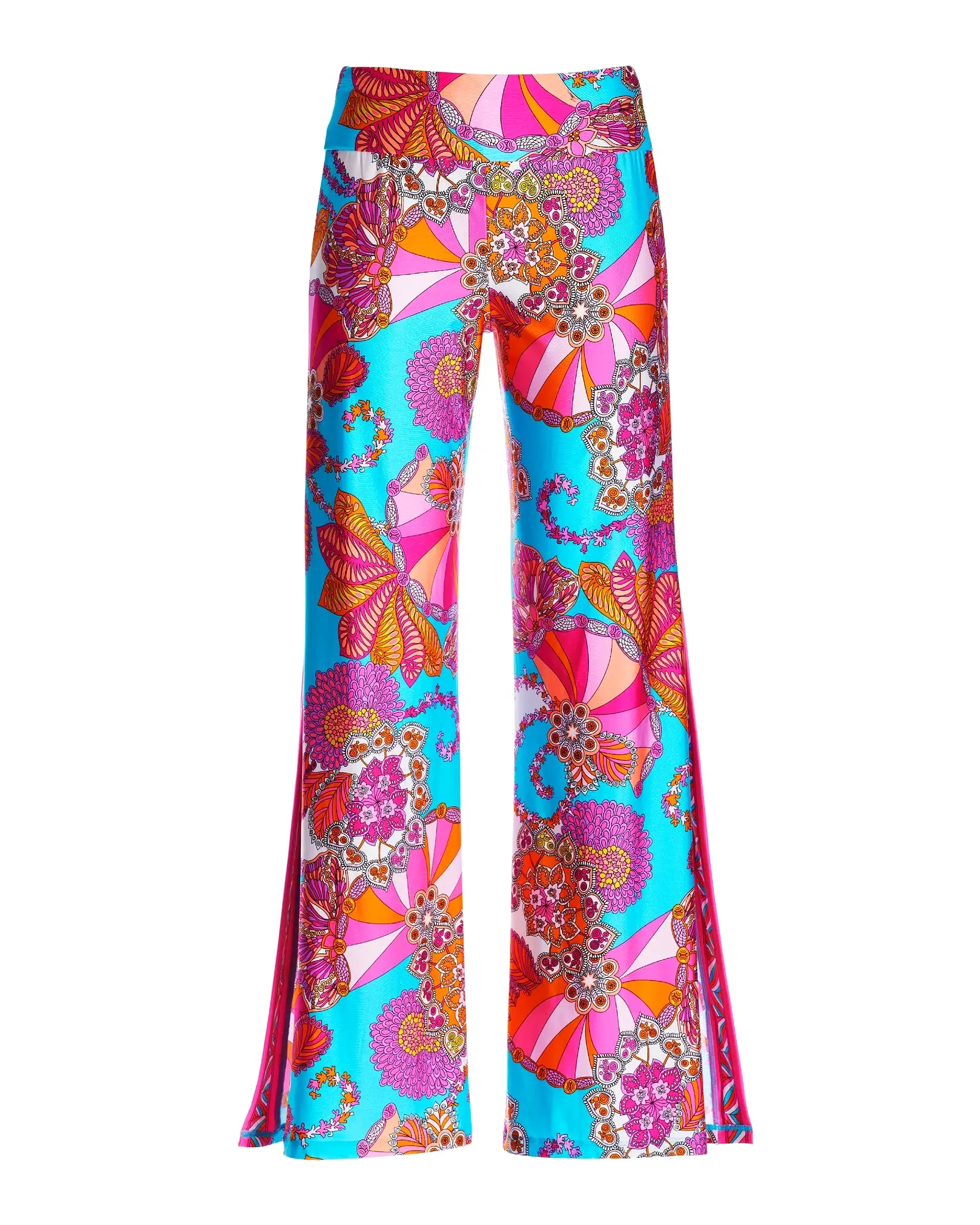 Border Printed Side Slit Pant Multi