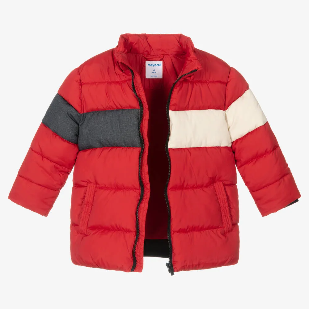 Boys Red Puffer Coat