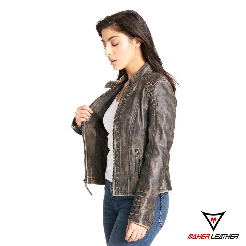 Brown Leather Jacket Vintage Classic Distressed