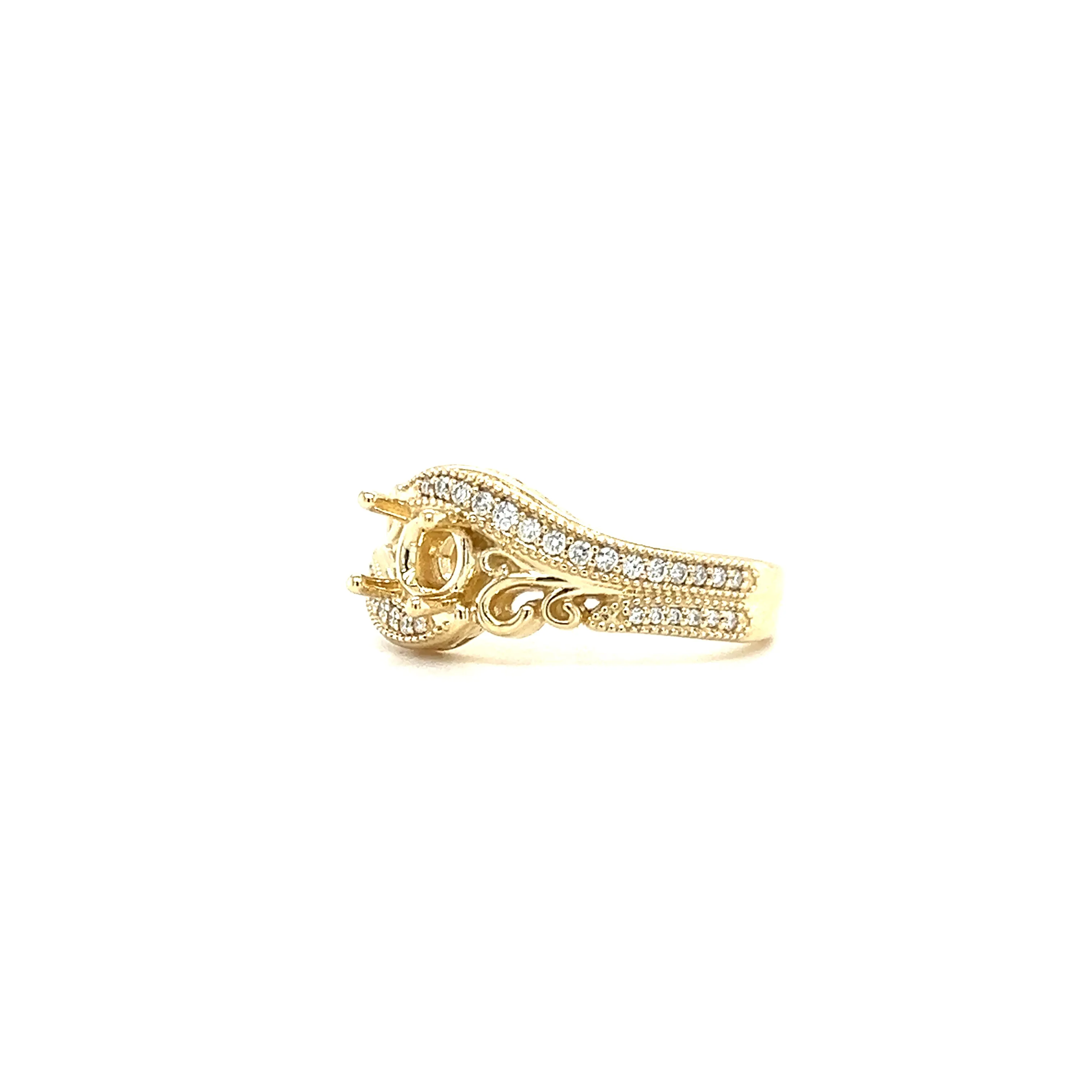 Bypass Ring Setting with 0.2ctw of Diamonds in 14K Yellow Gold