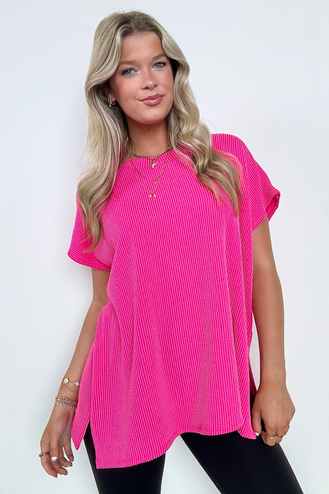 Casual Favorite Short Sleeve Side Slit Tunic Top - BACK IN STOCK