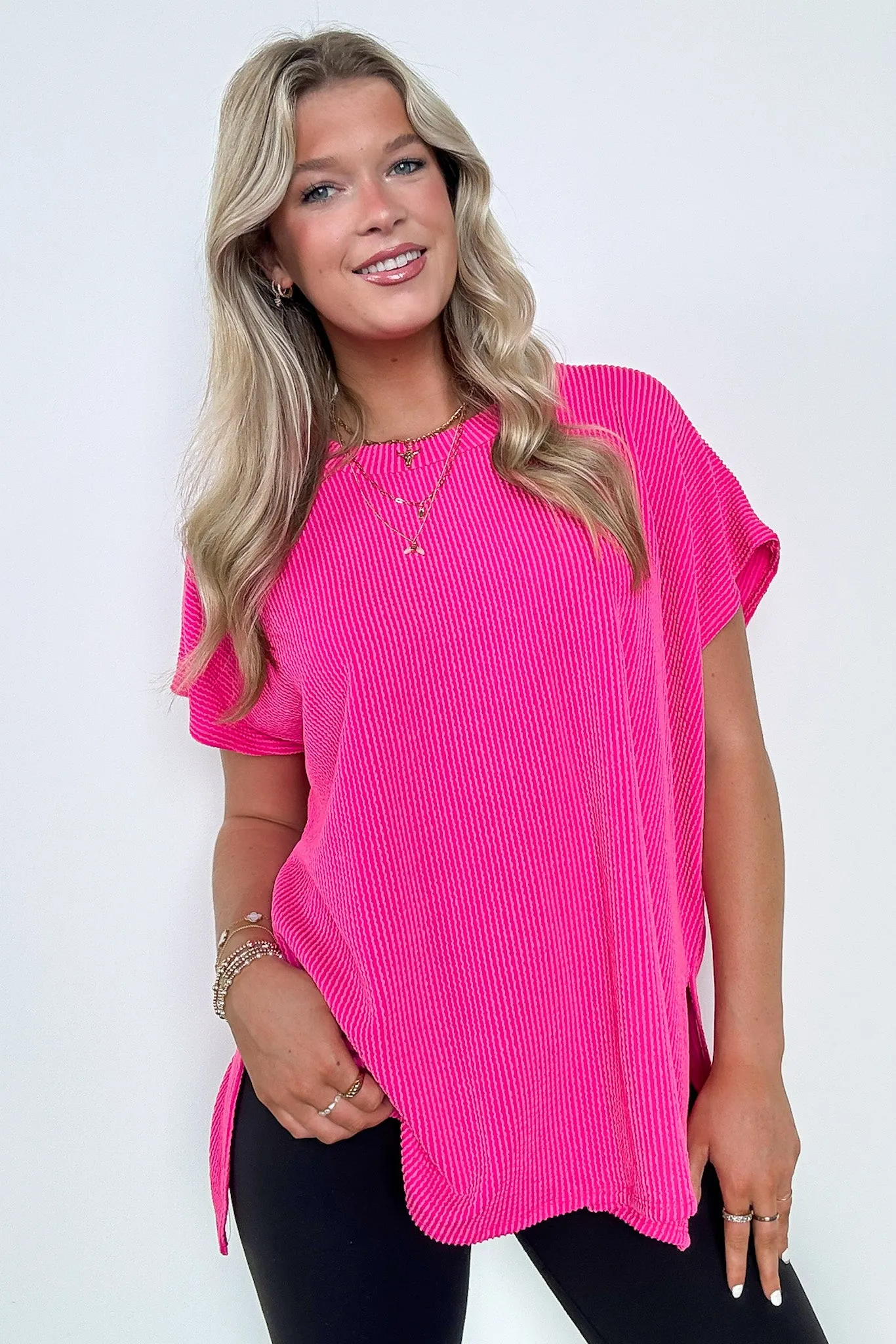 Casual Favorite Short Sleeve Side Slit Tunic Top - BACK IN STOCK