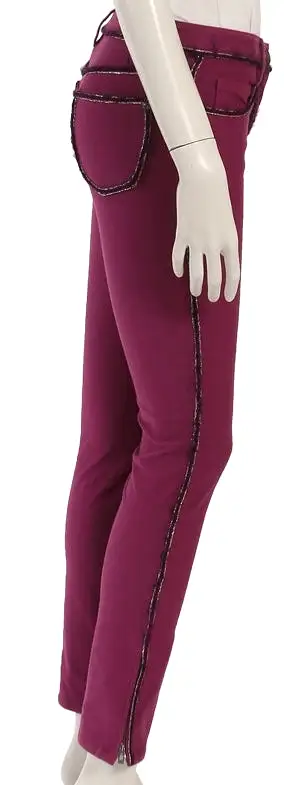 Chanel Soft Raspberry Jeans with Silver Plum Trim FR 40