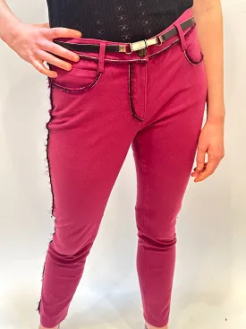 Chanel Soft Raspberry Jeans with Silver Plum Trim FR 40