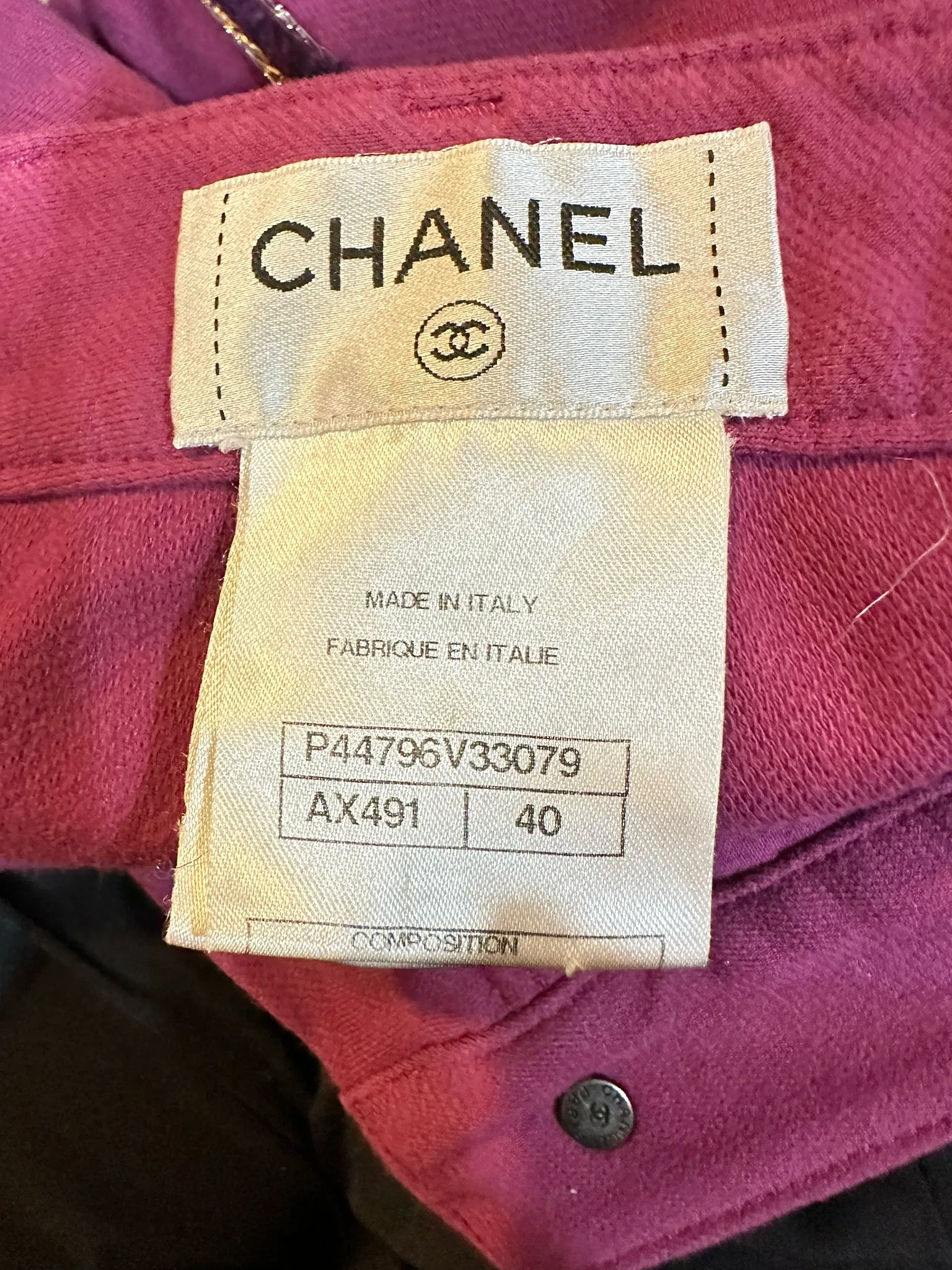 Chanel Soft Raspberry Jeans with Silver Plum Trim FR 40