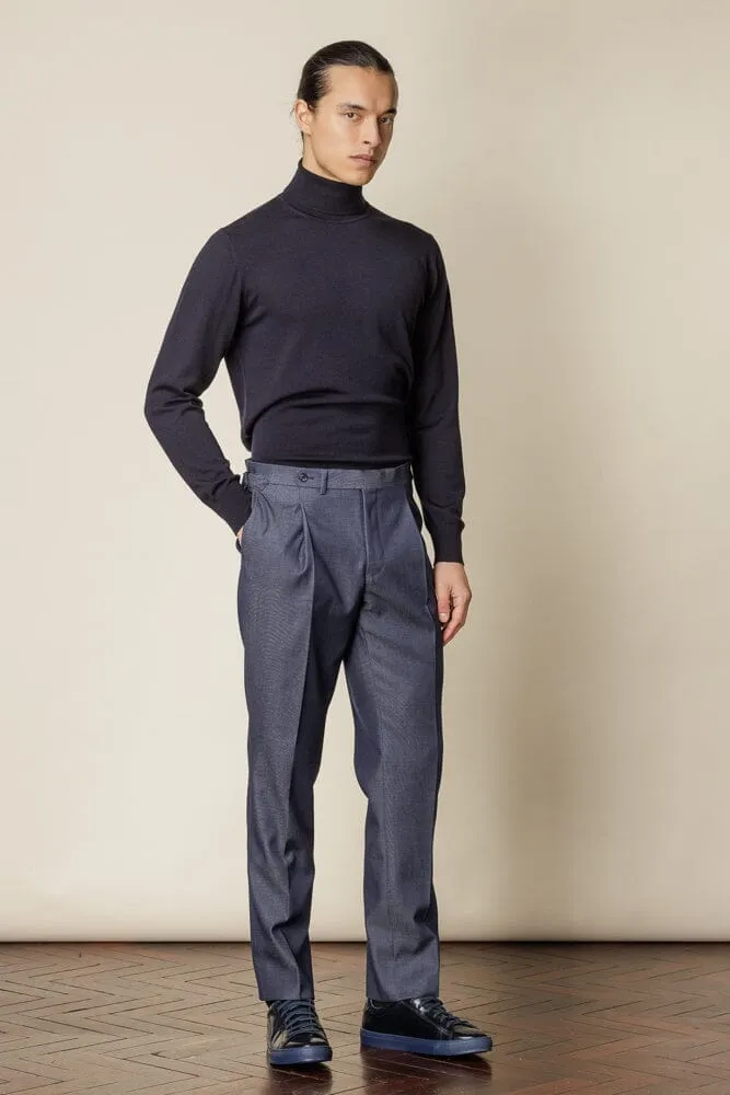 Como Trouser (Pleated) - Denim Wool Gabardine