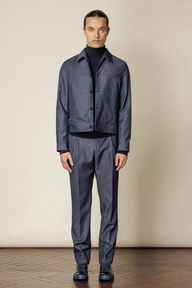 Como Trouser (Pleated) - Denim Wool Gabardine