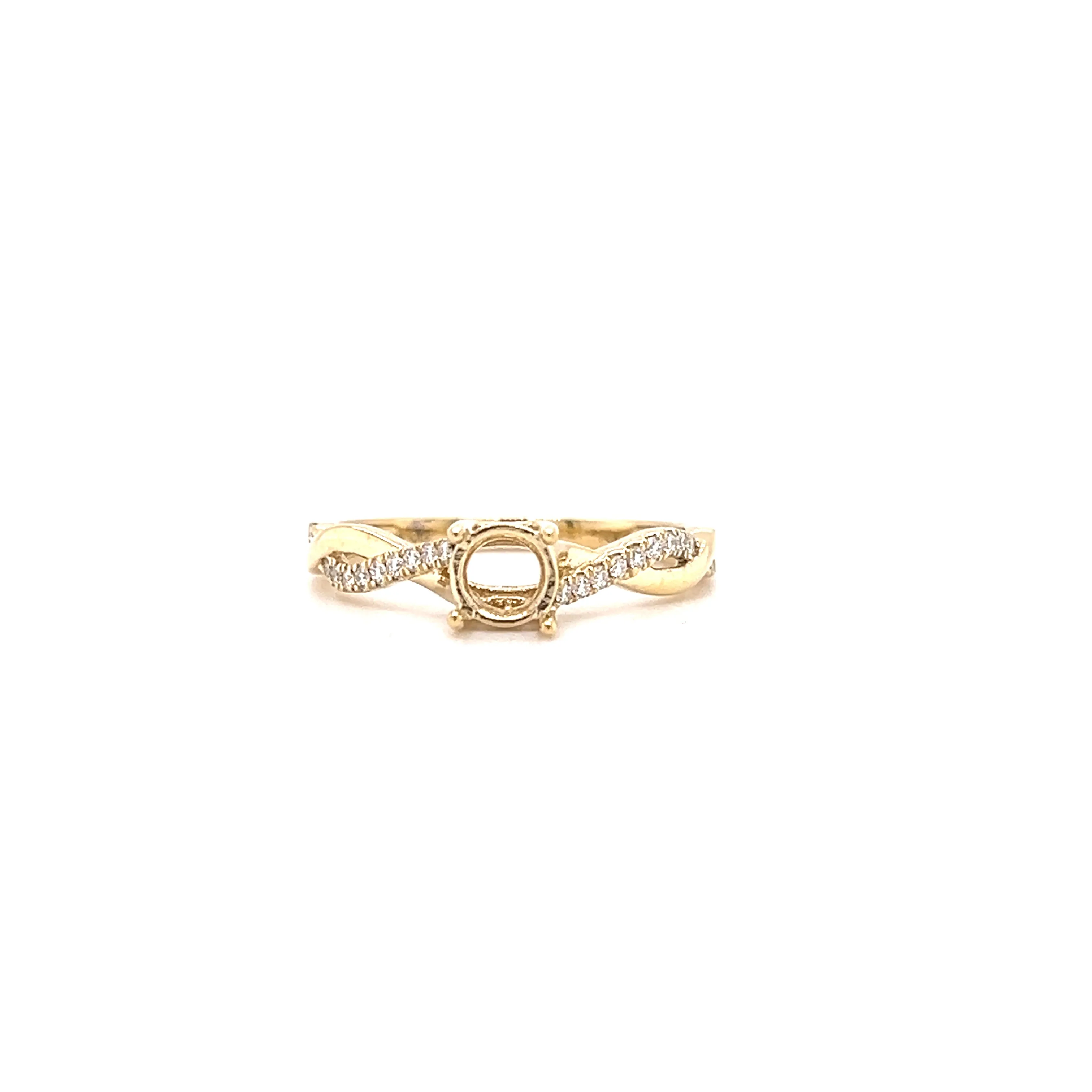 Criss Cross Ring Setting with 0.12ctw of Diamonds in 14K Yellow Gold