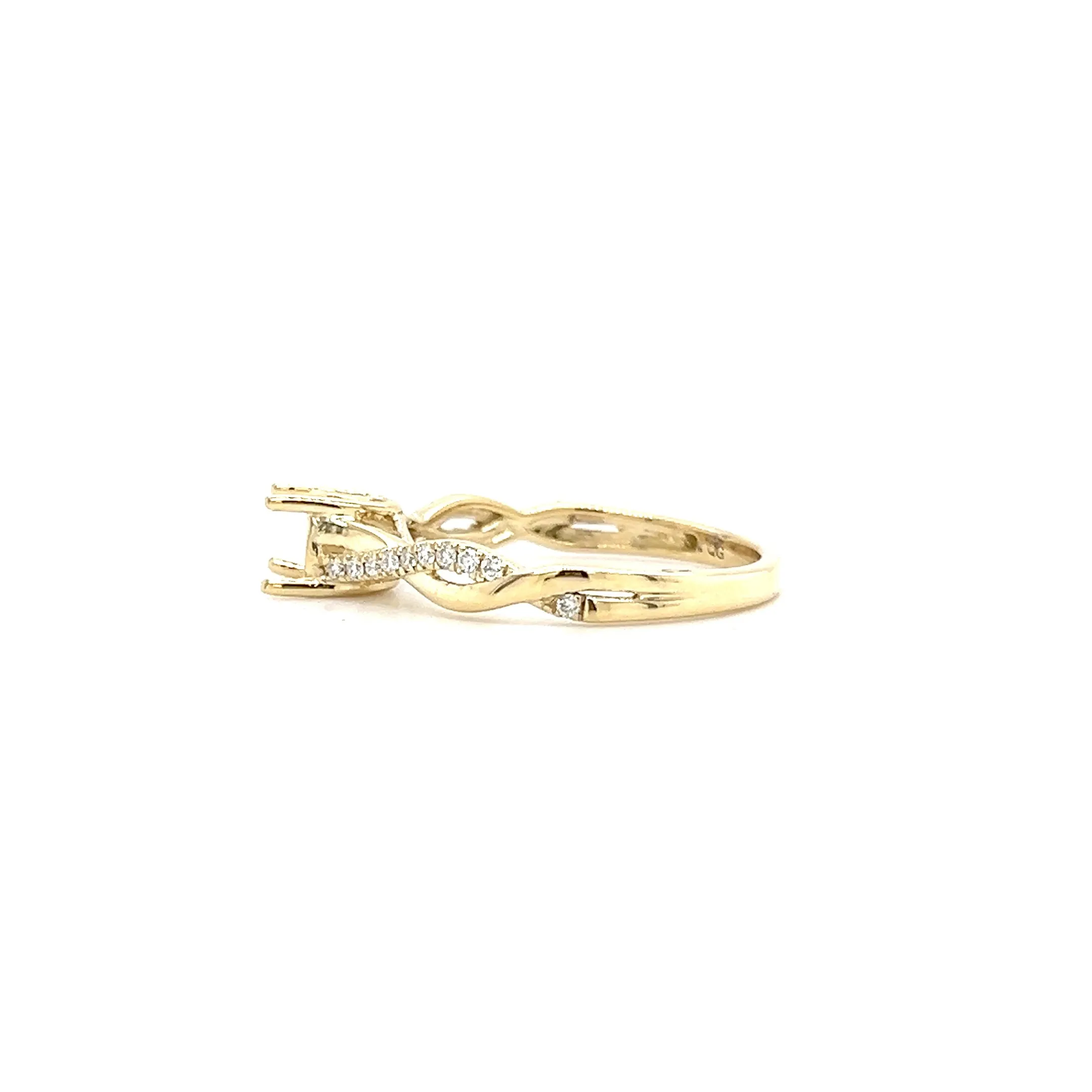 Criss Cross Ring Setting with 0.12ctw of Diamonds in 14K Yellow Gold