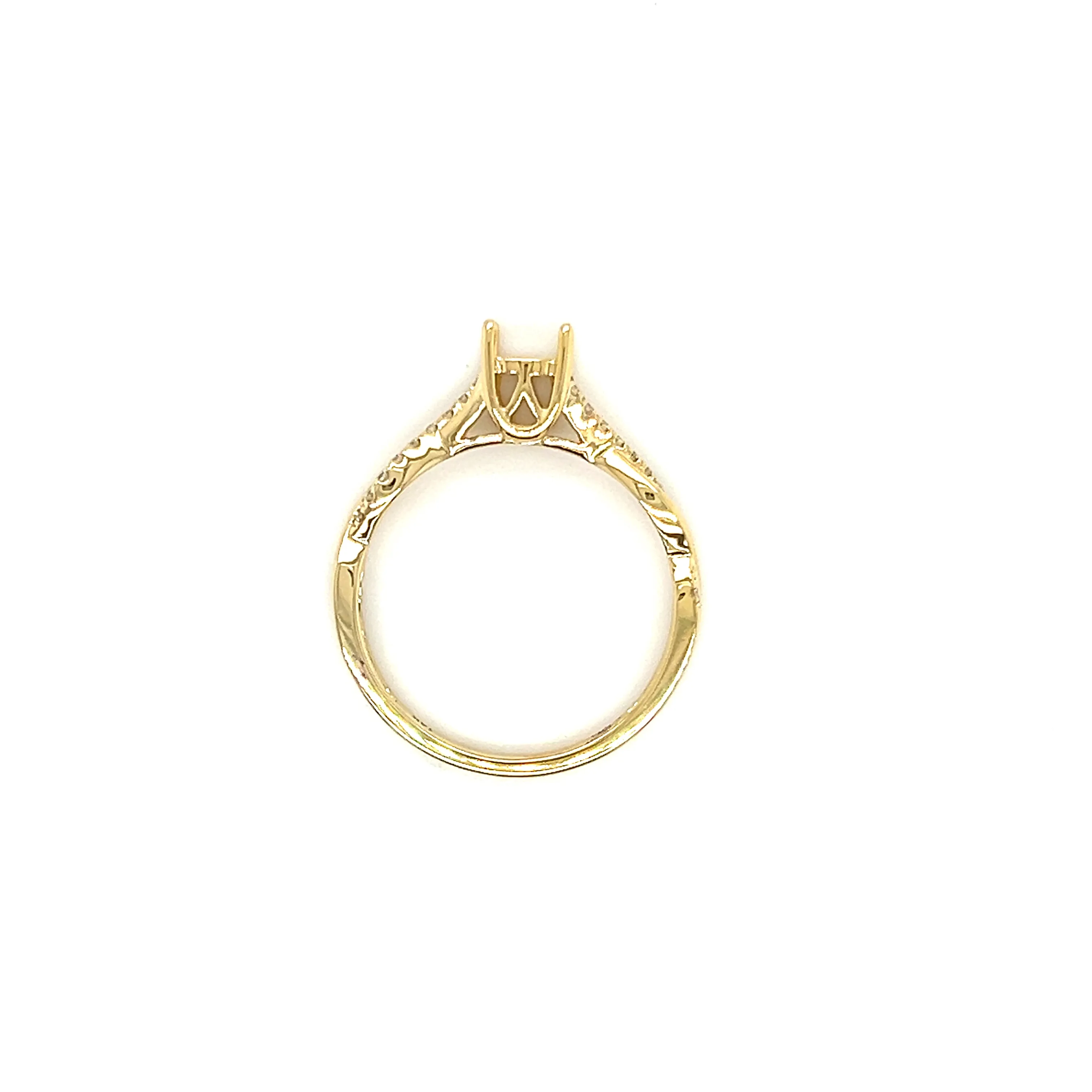 Criss Cross Ring Setting with 0.12ctw of Diamonds in 14K Yellow Gold