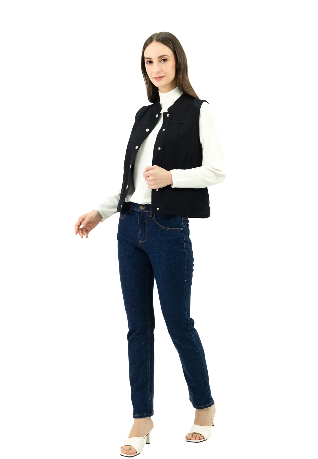 DAISY BY VOIR Buckled Denim Vest