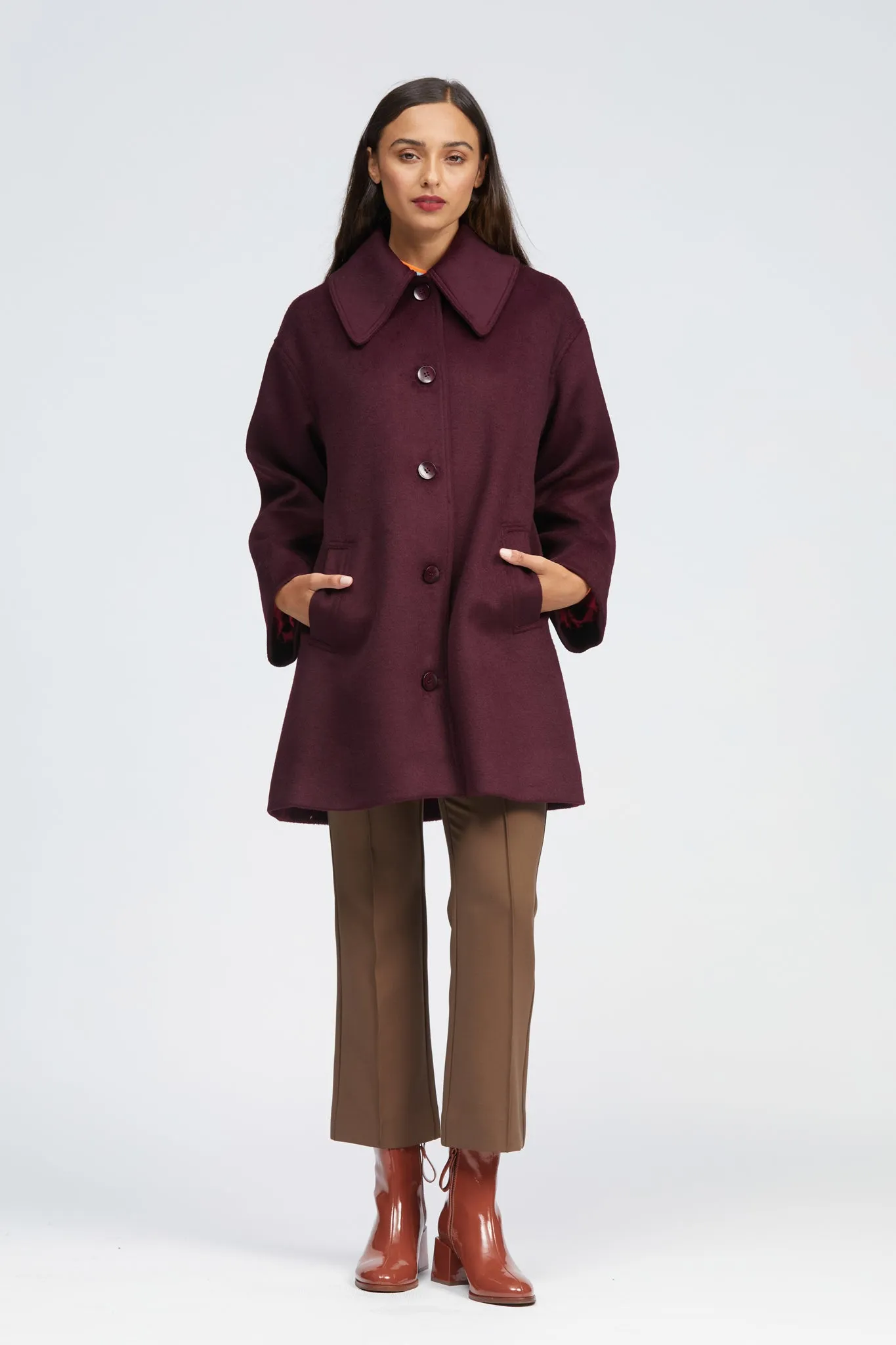 Darmowy Coat Burgundy