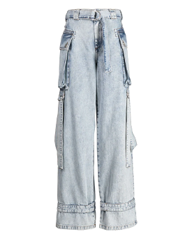 Denim Cargo Jeans Washed Denim