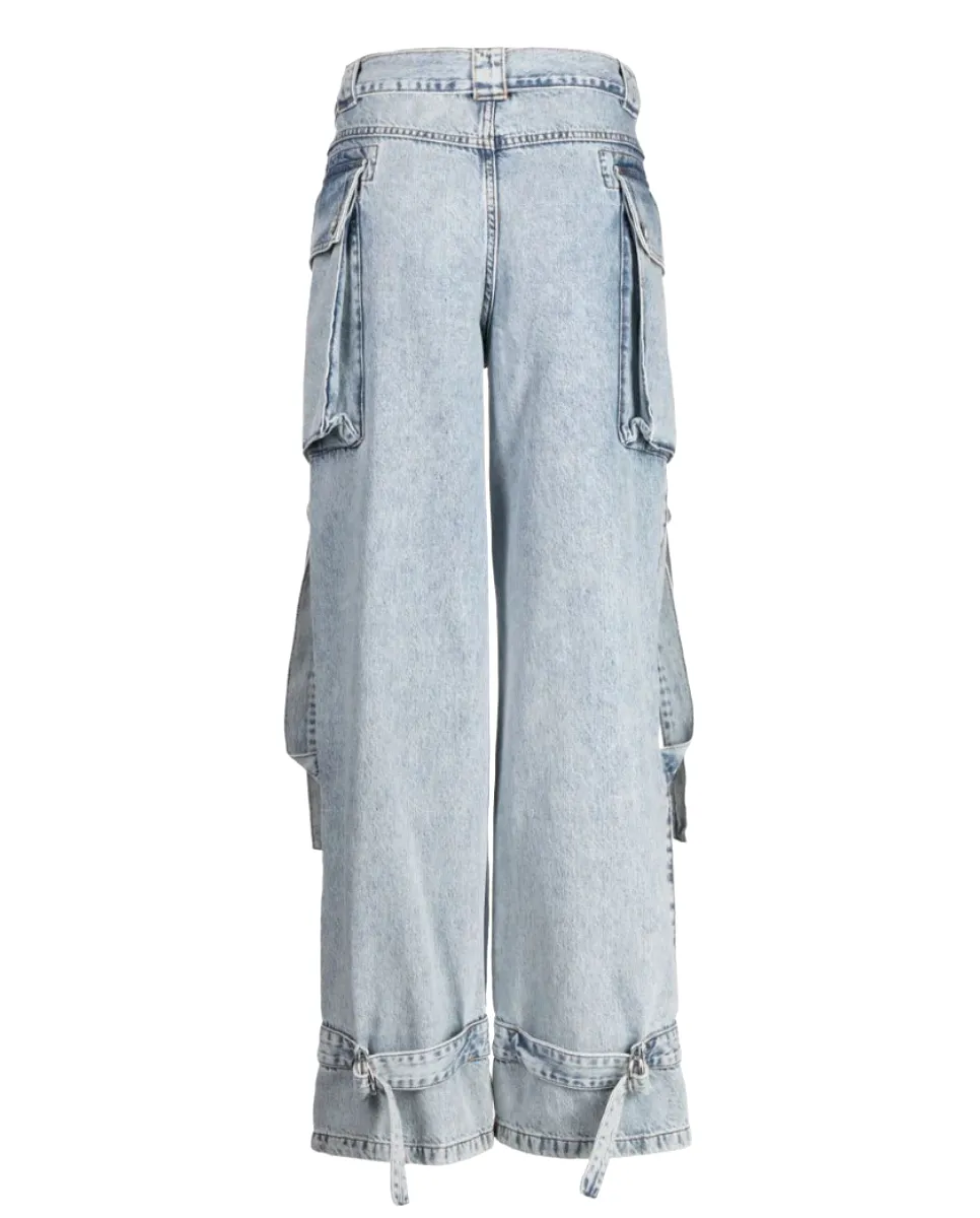 Denim Cargo Jeans Washed Denim