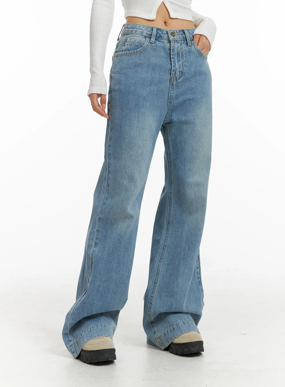 Denim High Waist Wide Leg Jeans CJ409