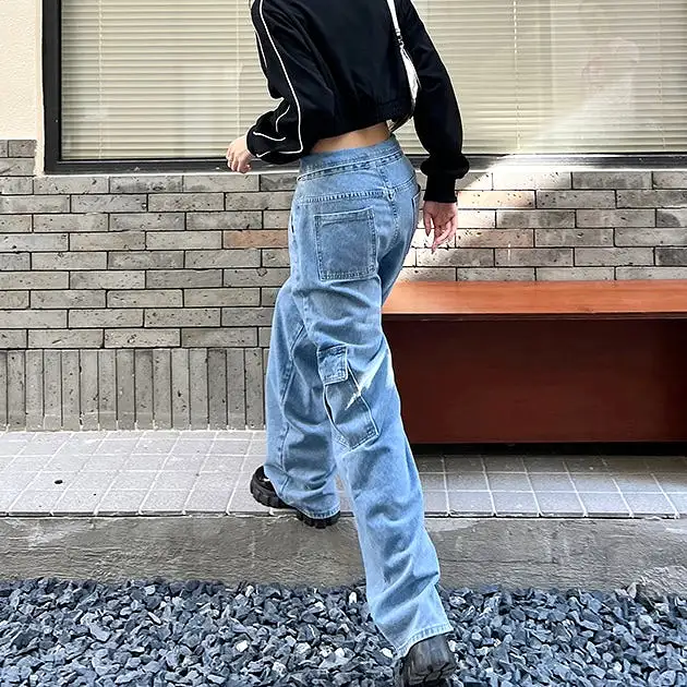 Denim Waist Flap Jeans