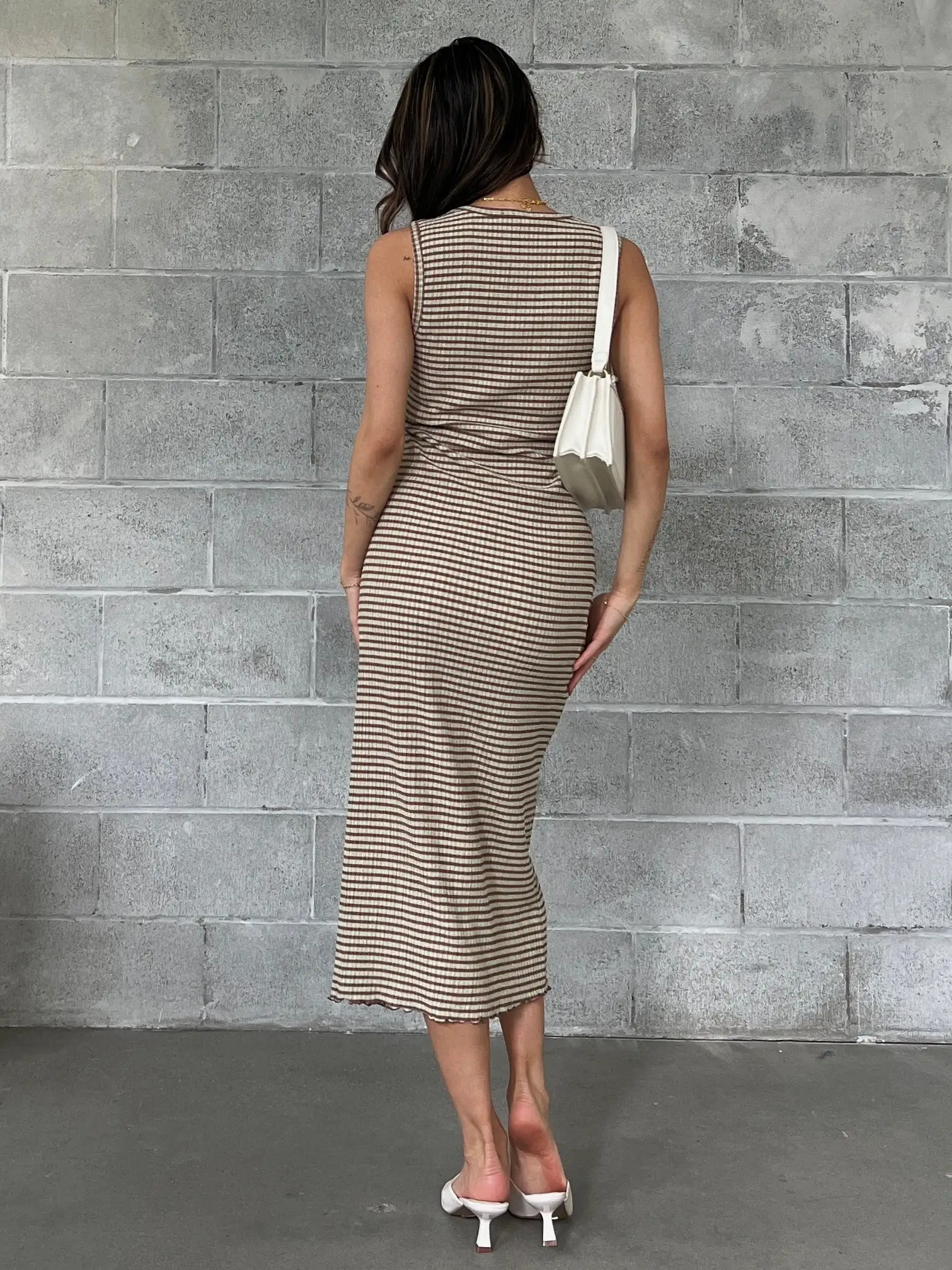 DEX Side Slit Gingham Midi Dress