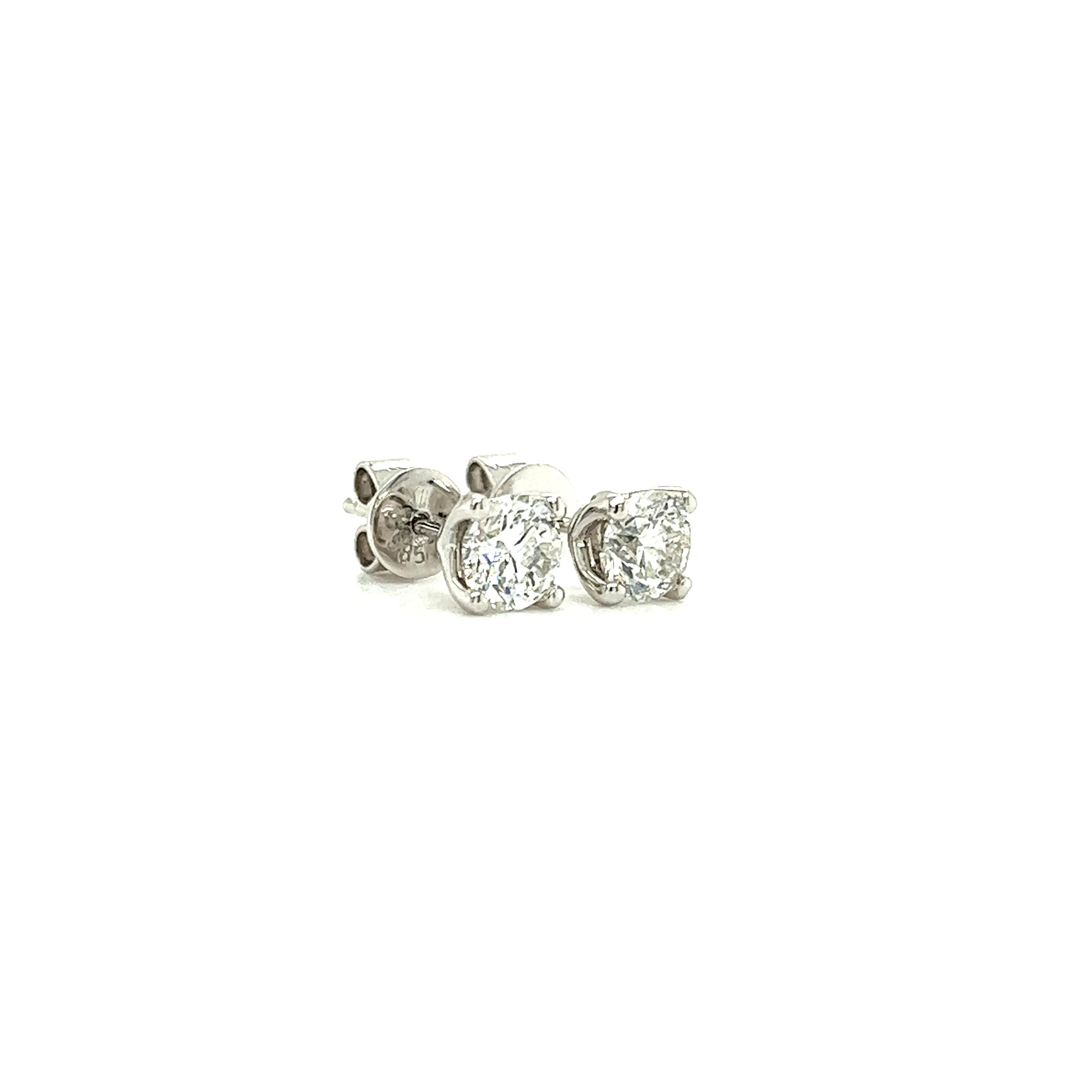 Diamond Stud Earrings with 1ctw of Diamonds in 14K White Gold