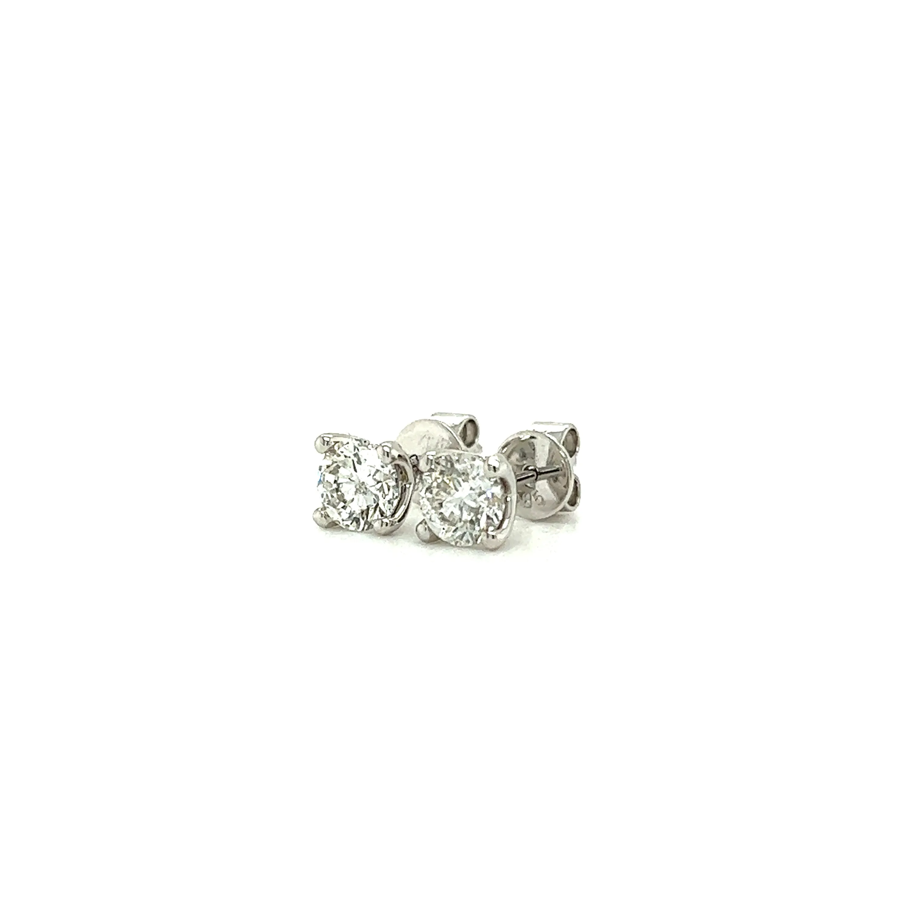 Diamond Stud Earrings with 1ctw of Diamonds in 14K White Gold