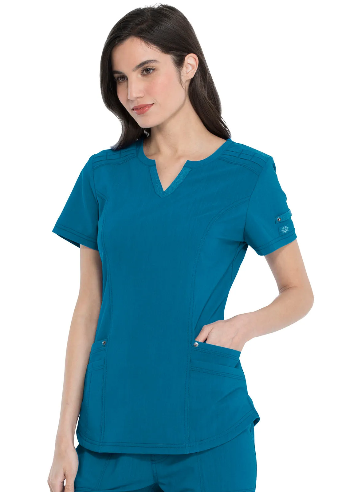 Dickies Advance Solid Tonal Twist Shaped V-Neck Top PLUS SIZE CLEARANCE !