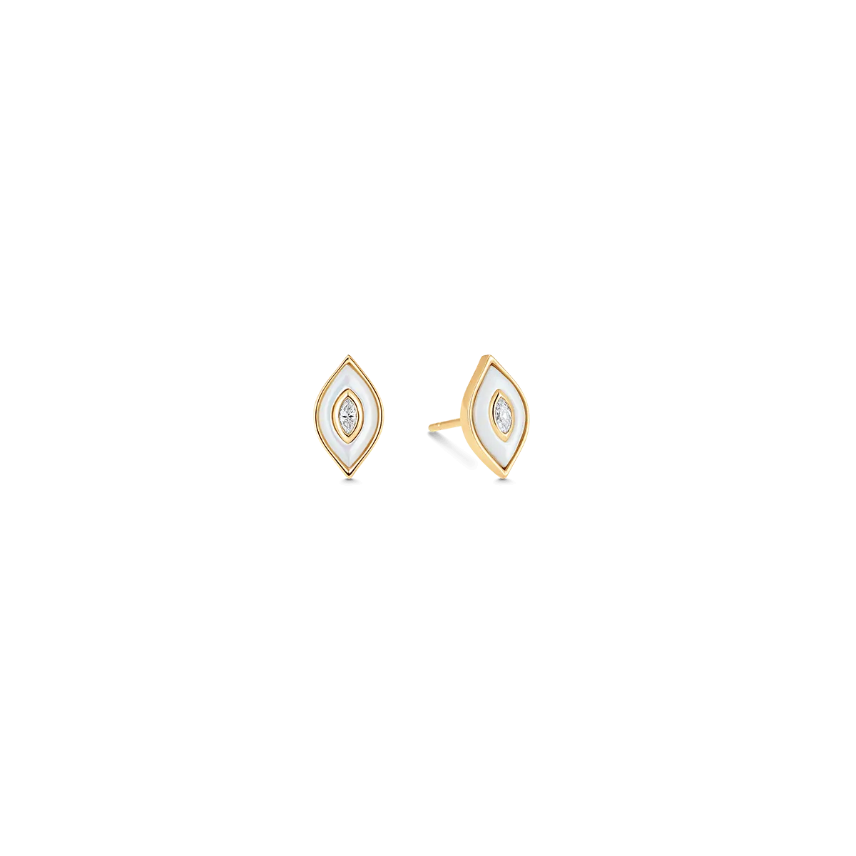 Donna Mother of Pearl and Gold Rosecut Diamond Stud Earrings