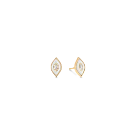 Donna Mother of Pearl and Gold Rosecut Diamond Stud Earrings