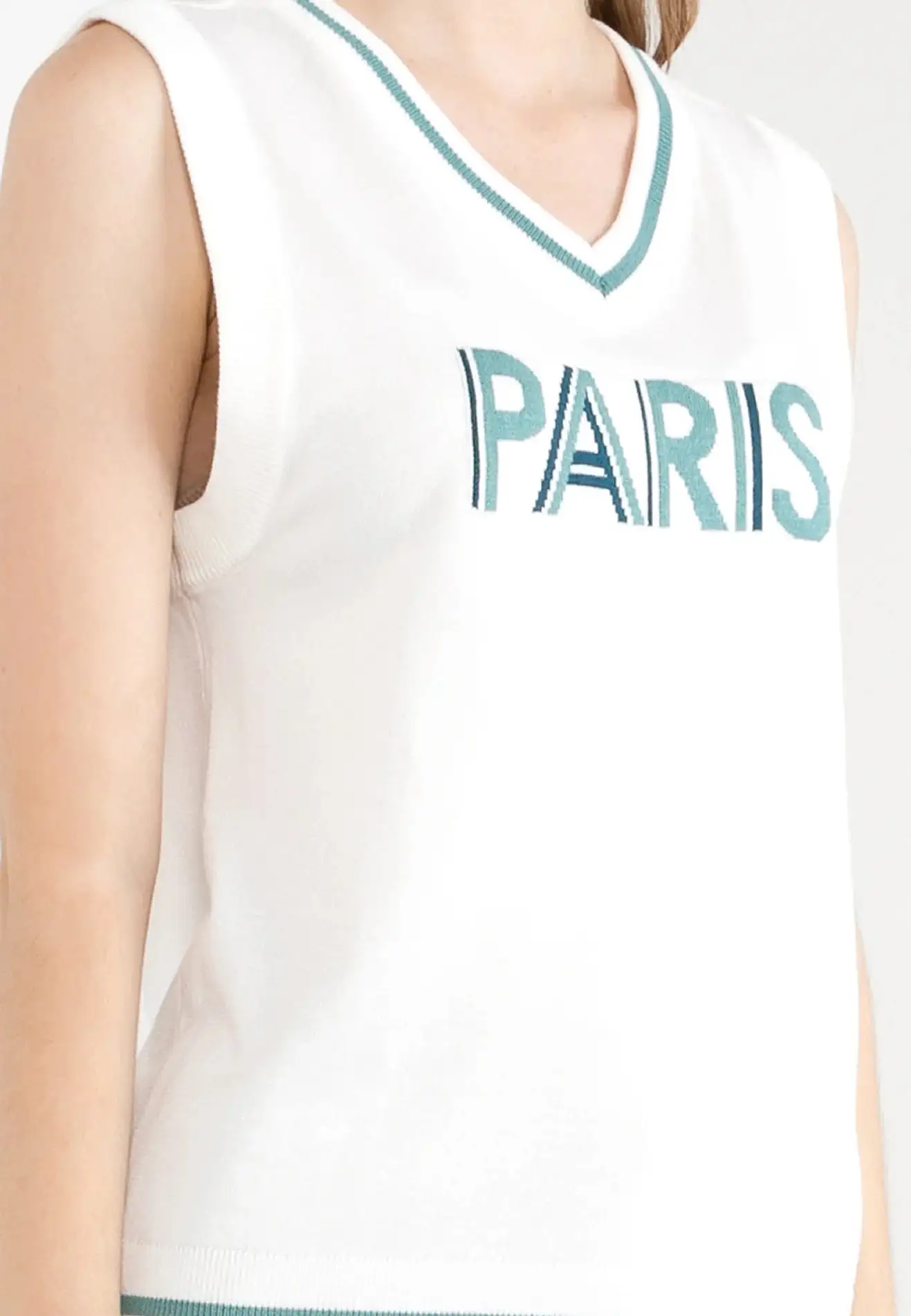 ELLE Active “PARIS” Sleeveless V-Neck Knitted Vest