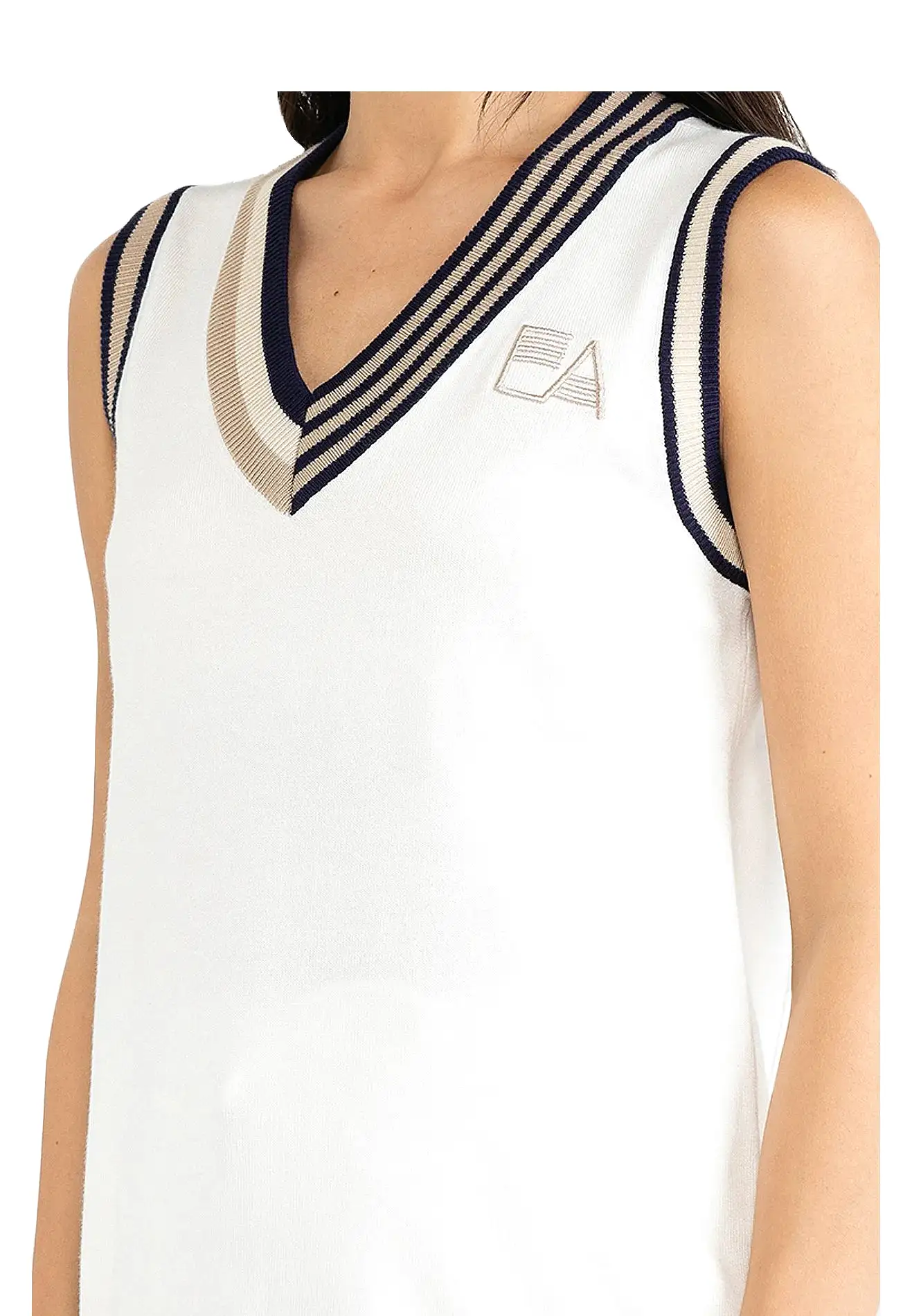 ELLE Active Striped V-Neck Knitted Vest