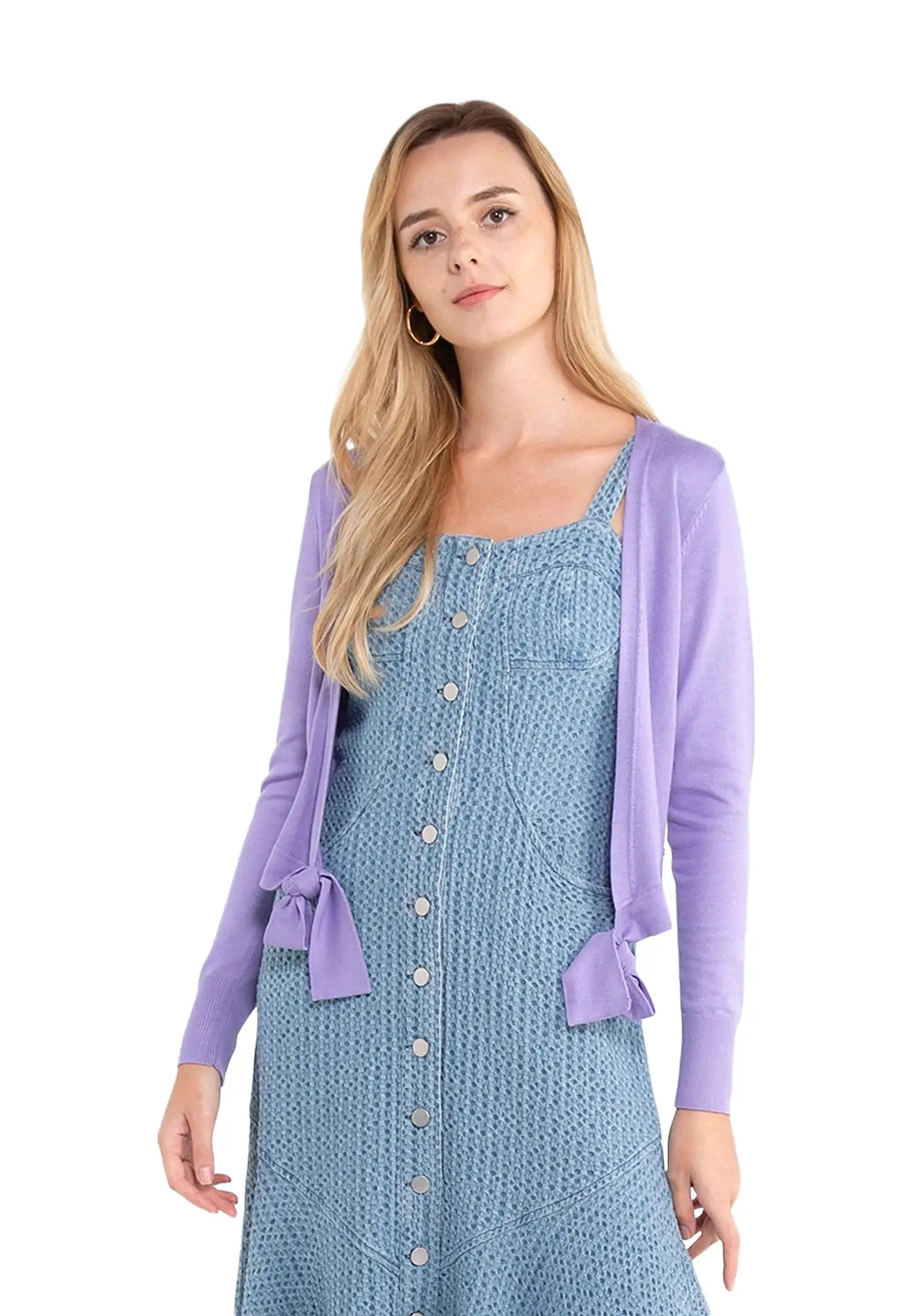 ELLE Apparel Front Tie Cropped Open Cardigan