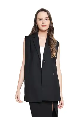 ELLE Apparel Lapel Collar Single Button Blazer Vest