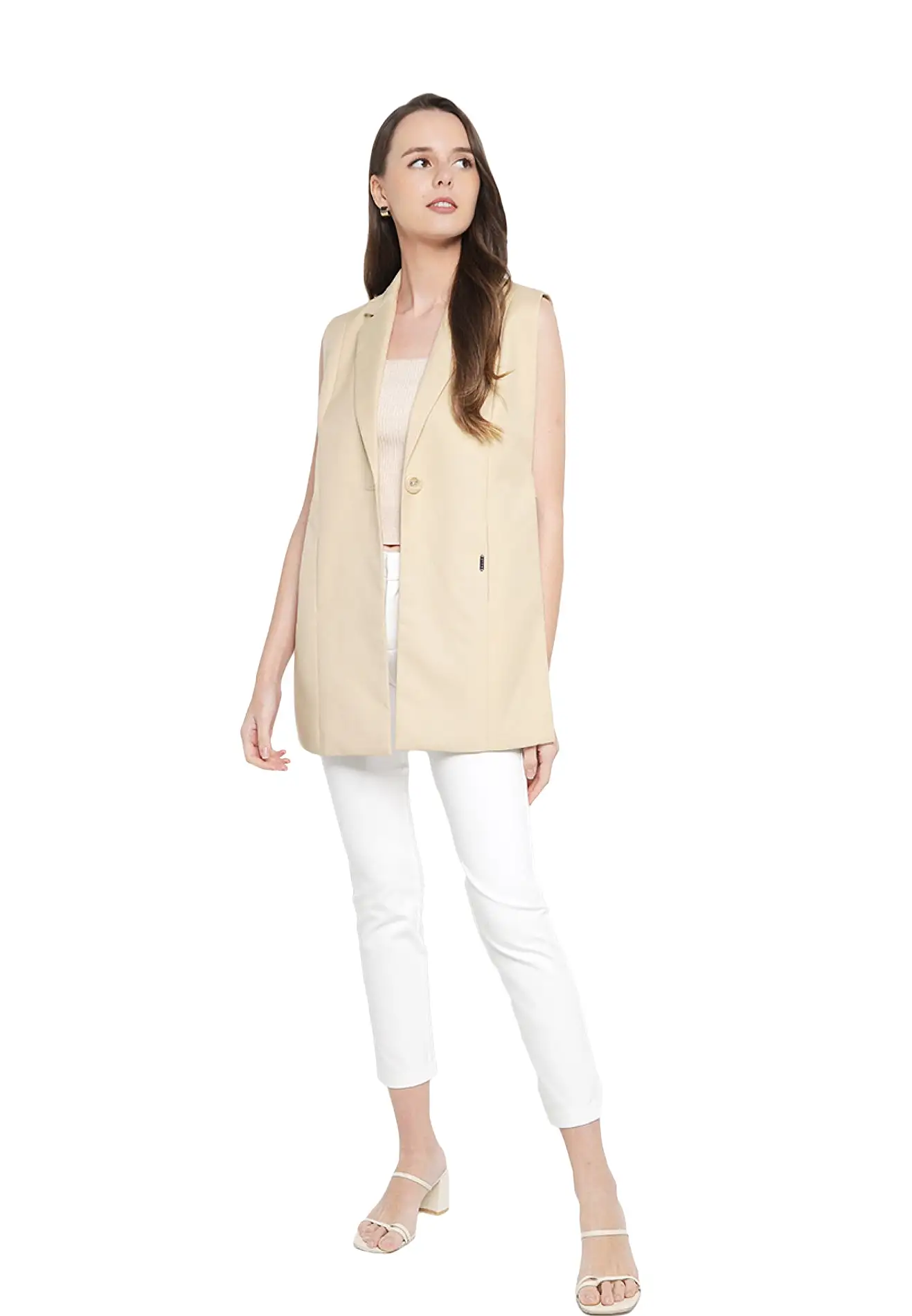 ELLE Apparel Lapel Collar Single Button Blazer Vest