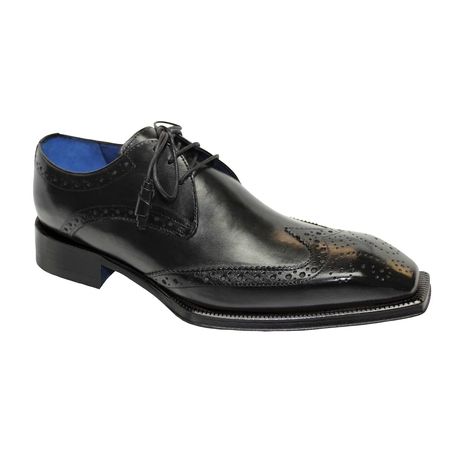 Emilio Franco Carmine Men's Shoes Black Calf-Skin Leather Derby Oxfords (EF1019)